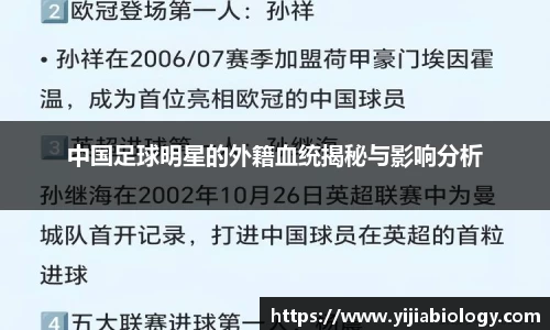 中国足球明星的外籍血统揭秘与影响分析